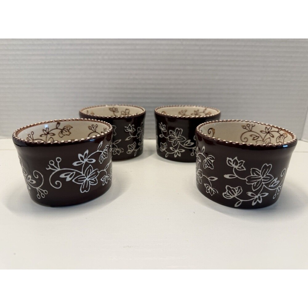 Temptations by Tara Brown Floral Lace Set of Four 5oz Individual Ramekins